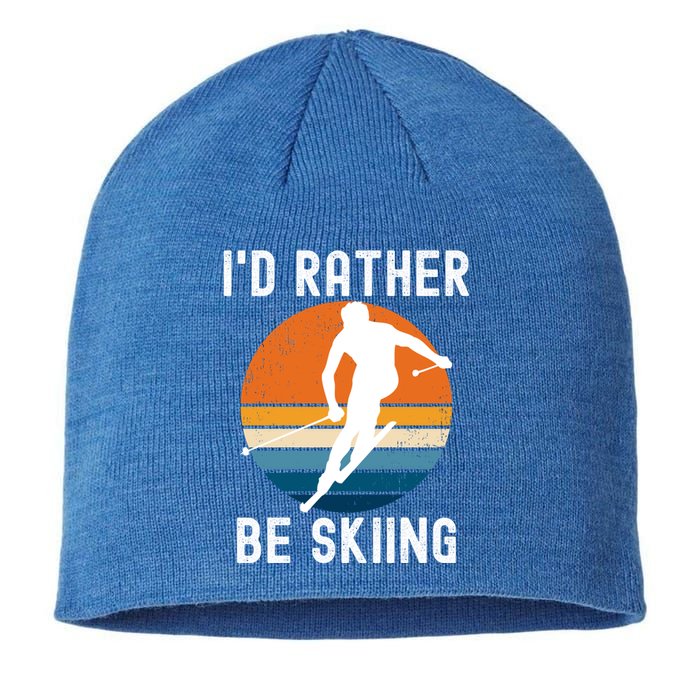 Id Rather Be Skiing Retro Sunset Skier Gift Sustainable Beanie