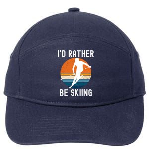 Id Rather Be Skiing Retro Sunset Skier Gift 7-Panel Snapback Hat