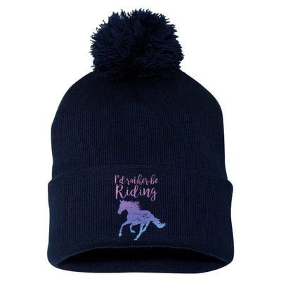 ID RATHER BE RIDING Horses Horseback Equestrian Rider Pom Pom 12in Knit Beanie