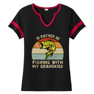 Id Rather Be Fishing With Grandkids Fishing Gifts Grandpa Ladies Halftime Notch Neck Tee