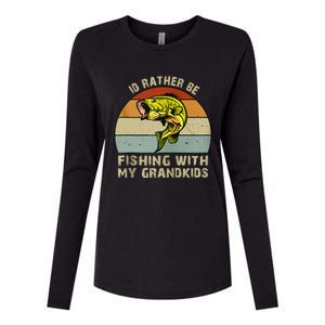 Id Rather Be Fishing With Grandkids Fishing Gifts Grandpa Womens Cotton Relaxed Long Sleeve T-Shirt