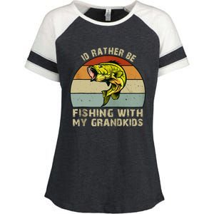 Id Rather Be Fishing With Grandkids Fishing Gifts Grandpa Enza Ladies Jersey Colorblock Tee