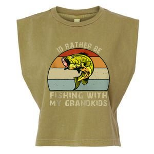 Id Rather Be Fishing With Grandkids Fishing Gifts Grandpa Garment-Dyed Women's Muscle Tee