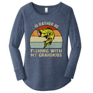 Id Rather Be Fishing With Grandkids Fishing Gifts Grandpa Women's Perfect Tri Tunic Long Sleeve Shirt