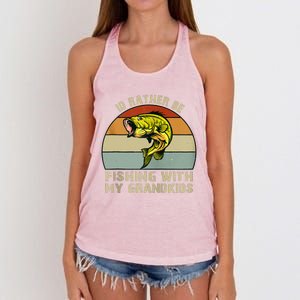 Id Rather Be Fishing With Grandkids Fishing Gifts Grandpa Women's Knotted Racerback Tank