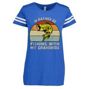 Id Rather Be Fishing With Grandkids Fishing Gifts Grandpa Enza Ladies Jersey Football T-Shirt