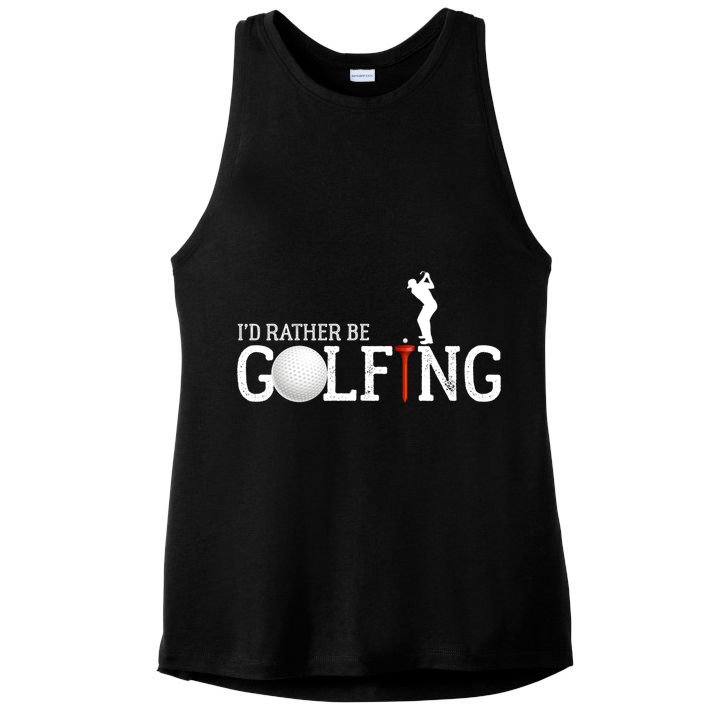 I’d Rather Be Golfing Golf Quotes Sayings Gift Ladies PosiCharge Tri-Blend Wicking Tank
