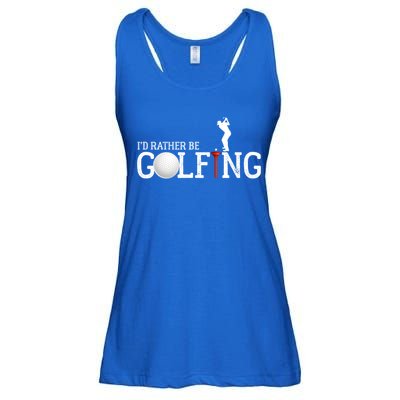 I’d Rather Be Golfing Golf Quotes Sayings Gift Ladies Essential Flowy Tank