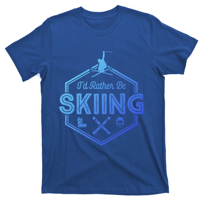 Id Rather Be Skiing Winter Snow Ski Lover Cool Gift T-Shirt