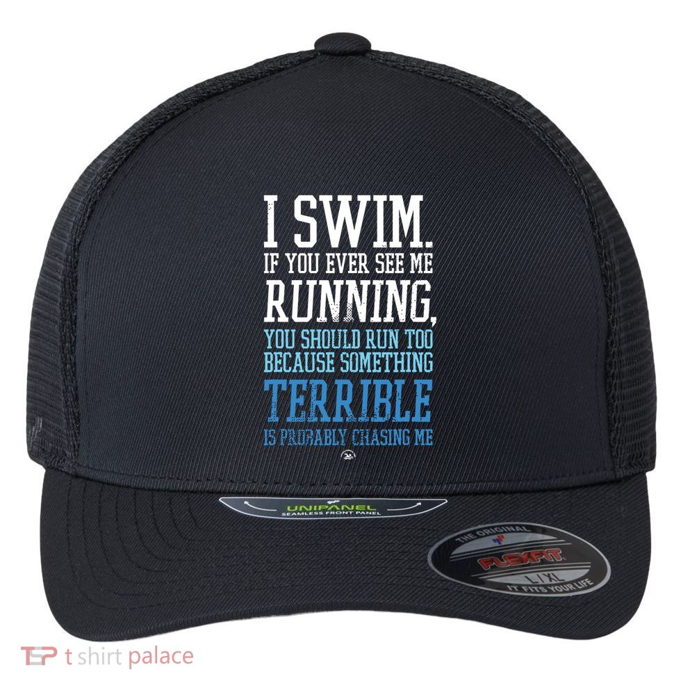 I RUN BETTER THAN THE GOVERNMENT Funny Runner Gift Flexfit Unipanel Trucker Cap