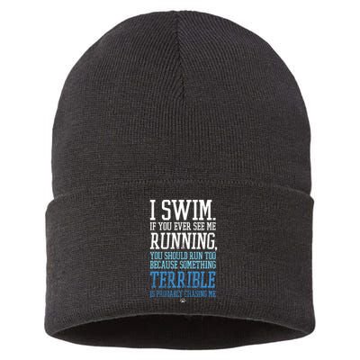 I RUN BETTER THAN THE GOVERNMENT Funny Runner Gift Sustainable Knit Beanie