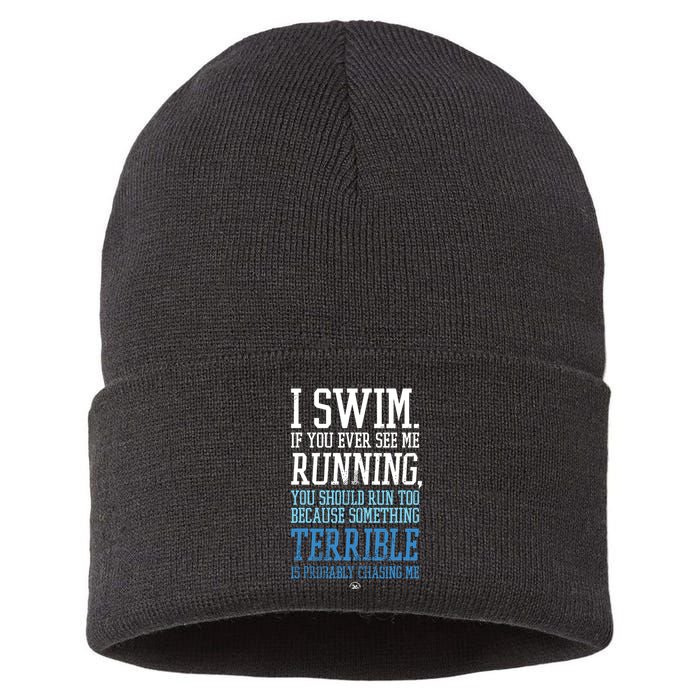 I RUN BETTER THAN THE GOVERNMENT Funny Runner Gift Sustainable Knit Beanie