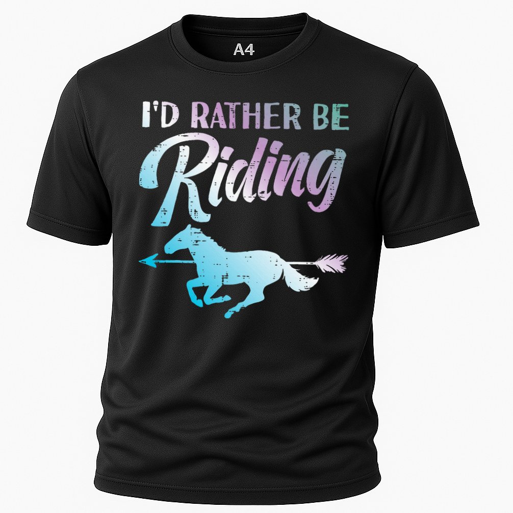 Id Rather Be Riding Horse Rider Equestrian Cooling Performance Crew T-Shirt