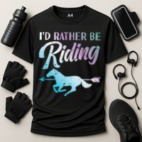 Id Rather Be Riding Horse Rider Equestrian Cooling Performance Crew T-Shirt