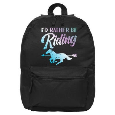 Id Rather Be Riding Horse Rider Equestrian 16 in Basic Backpack