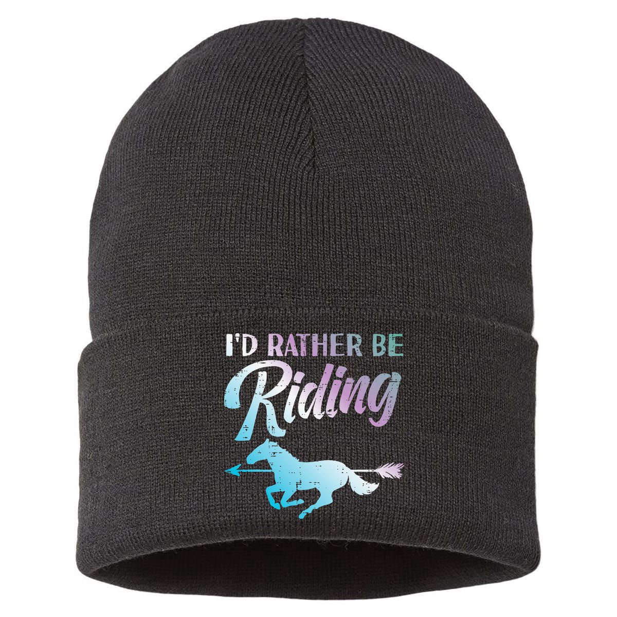 Id Rather Be Riding Horse Rider Equestrian Sustainable Knit Beanie