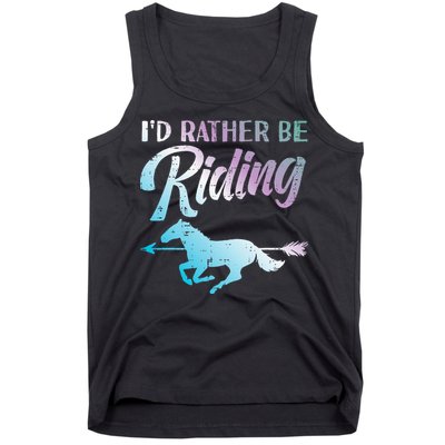 Id Rather Be Riding Horse Rider Equestrian Tank Top