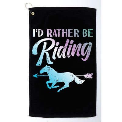 Id Rather Be Riding Horse Rider Equestrian Golf Towel
