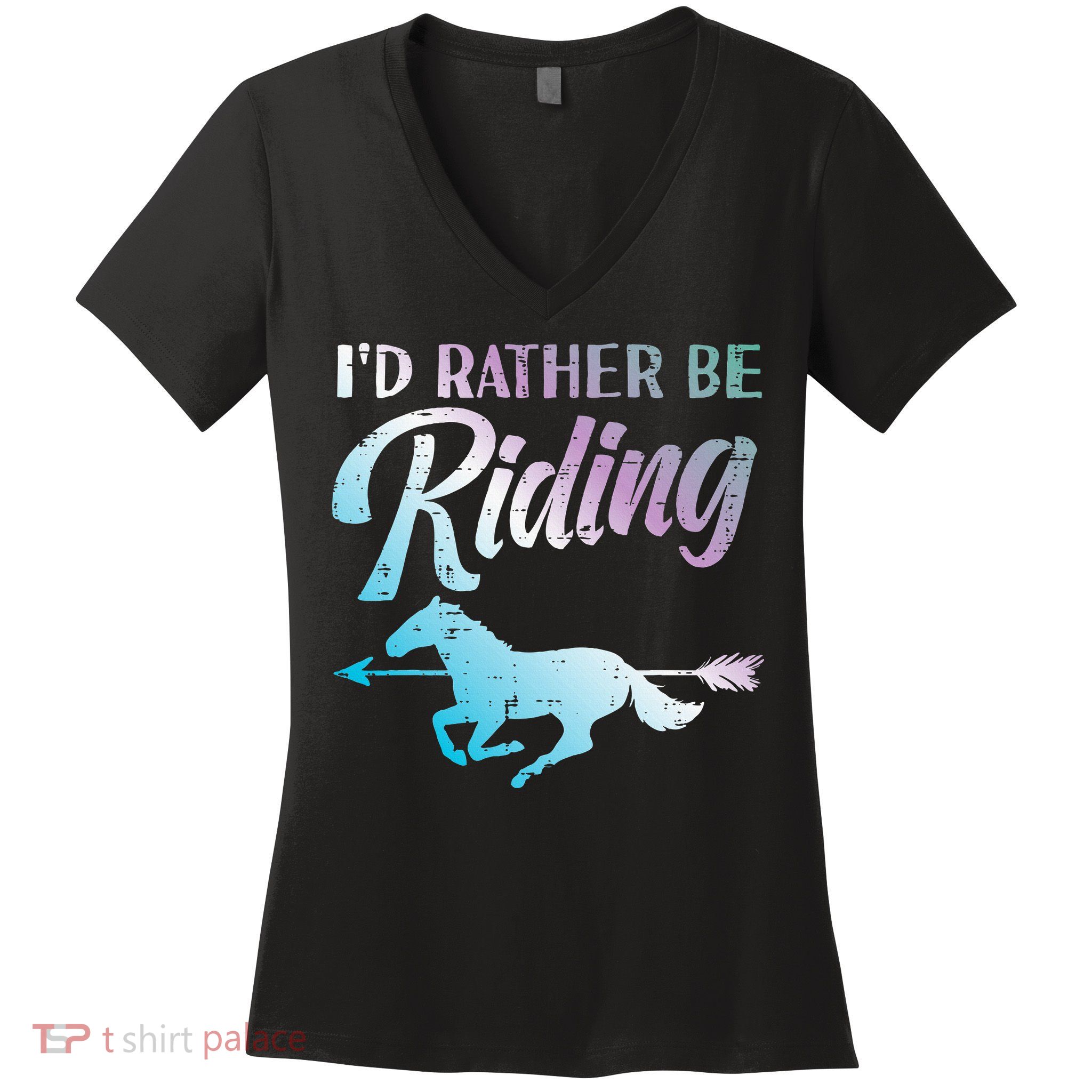 Id Rather Be Riding Horse Rider Equestrian Women's V-Neck T-Shirt