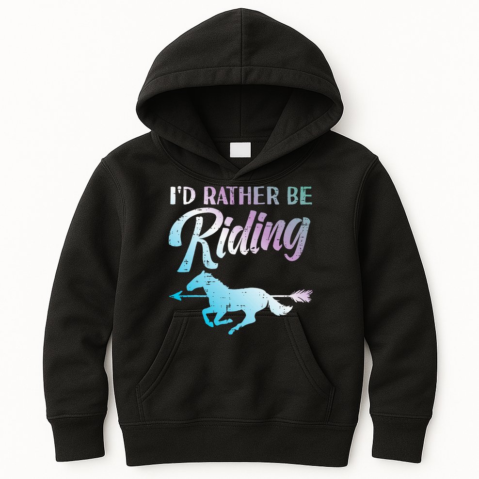 Id Rather Be Riding Horse Rider Equestrian Kids Hoodie