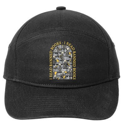 I Read Banned Books Librarian Halloween Skeleton Reader Tee 7-Panel Snapback Hat