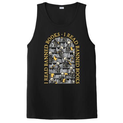 I Read Banned Books Librarian Halloween Skeleton Reader Tee PosiCharge Competitor Tank