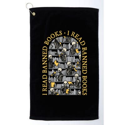 I Read Banned Books Librarian Halloween Skeleton Reader Tee Platinum Collection Golf Towel