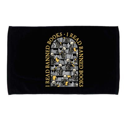 I Read Banned Books Librarian Halloween Skeleton Reader Tee Microfiber Hand Towel