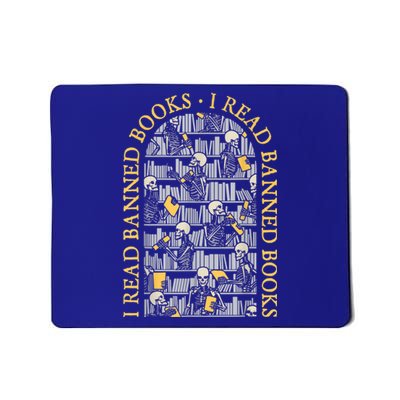 I Read Banned Books Librarian Halloween Skeleton Reader Tee Mousepad