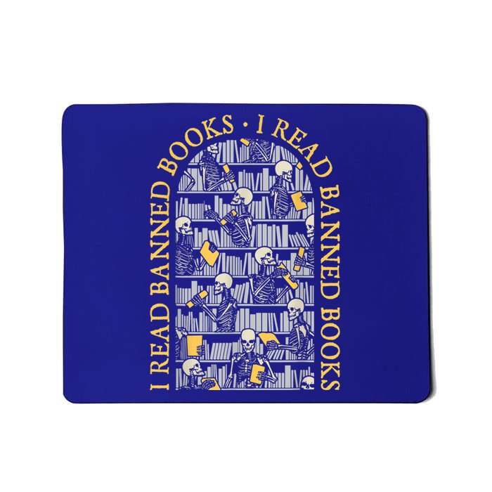 I Read Banned Books Librarian Halloween Skeleton Reader Tee Mousepad