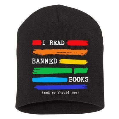 I Read Banned Books Colorful National Librarian Short Acrylic Beanie