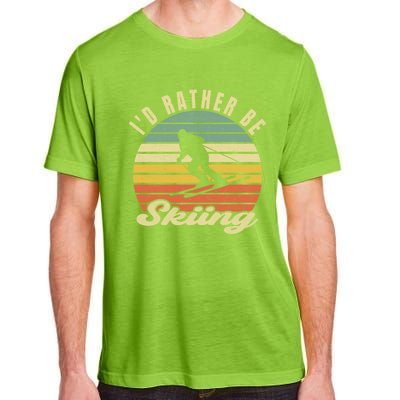 Id Rather Be Skiing Funny Skier Ski Retro Vintage Cute Gift Adult ChromaSoft Performance T-Shirt