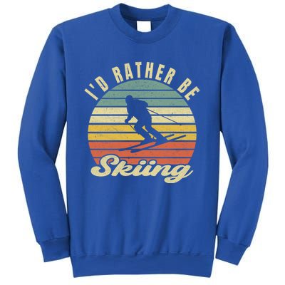 Id Rather Be Skiing Funny Skier Ski Retro Vintage Cute Gift Sweatshirt