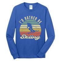 Id Rather Be Skiing Funny Skier Ski Retro Vintage Cute Gift Tall Long Sleeve T-Shirt