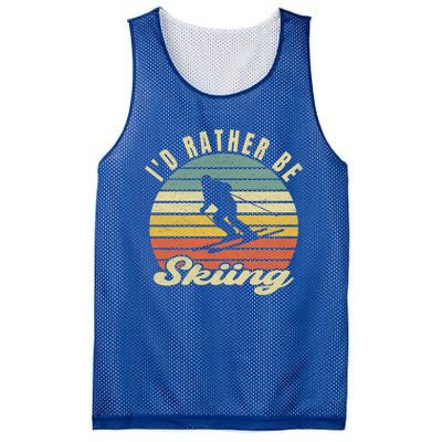 Id Rather Be Skiing Funny Skier Ski Retro Vintage Cute Gift Mesh Reversible Basketball Jersey Tank