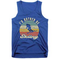 Id Rather Be Skiing Funny Skier Ski Retro Vintage Cute Gift Tank Top