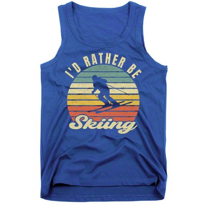 Id Rather Be Skiing Funny Skier Ski Retro Vintage Cute Gift Tank Top