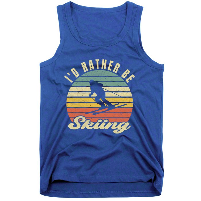 Id Rather Be Skiing Funny Skier Ski Retro Vintage Cute Gift Tank Top