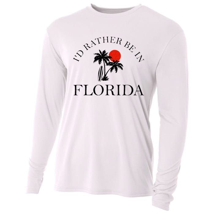 Id Rather Be In Florida Vacation Souvenir Beach Sun Seaside Cooling Performance Long Sleeve Crew