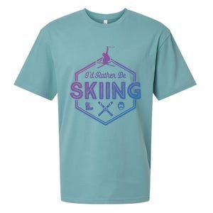 Id Rather Be Skiing Winter Snow Ski Lover Cool Gift Sueded Cloud Jersey T-Shirt