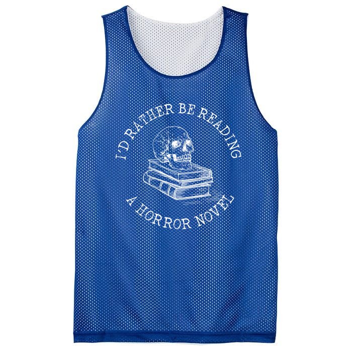 Id Rather Be Reading A Horror Novel Funny Reading Gift Mesh Reversible Basketball Jersey Tank