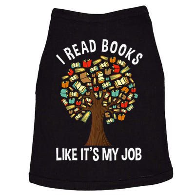 I Read Books Like Its My Job Book Lover Women Funny Tree Doggie Tank