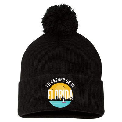 ID Rather Be In Florida Pom Pom 12in Knit Beanie