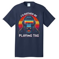 ID Rather Be Playing Tag Vr Gaming Gorilla Funny Pixel Gift Tall T-Shirt