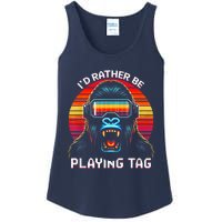 ID Rather Be Playing Tag Vr Gaming Gorilla Funny Pixel Gift Ladies Essential Tank