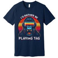 ID Rather Be Playing Tag Vr Gaming Gorilla Funny Pixel Gift Premium T-Shirt