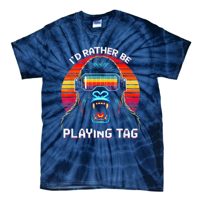 ID Rather Be Playing Tag Vr Gaming Gorilla Funny Pixel Gift Tie-Dye T-Shirt