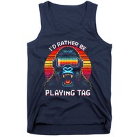 ID Rather Be Playing Tag Vr Gaming Gorilla Funny Pixel Gift Tank Top