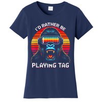 ID Rather Be Playing Tag Vr Gaming Gorilla Funny Pixel Gift Women's T-Shirt