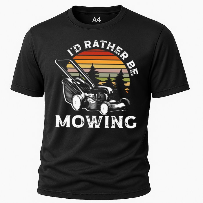 Id Rather Be Mowing Lawn Mowing Gardener Cooling Performance Crew T-Shirt